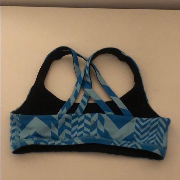 girls blue design and black reversible sports bra - Picture 2 of 4